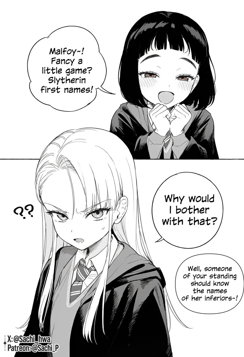 Pansy invites Malfoid to a first-name guessing game.