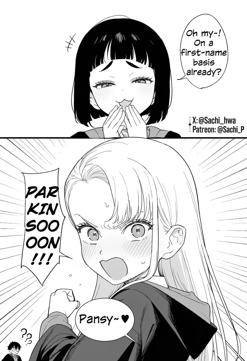 Pansy teases Malfoid and receives an embarrassed outburst.