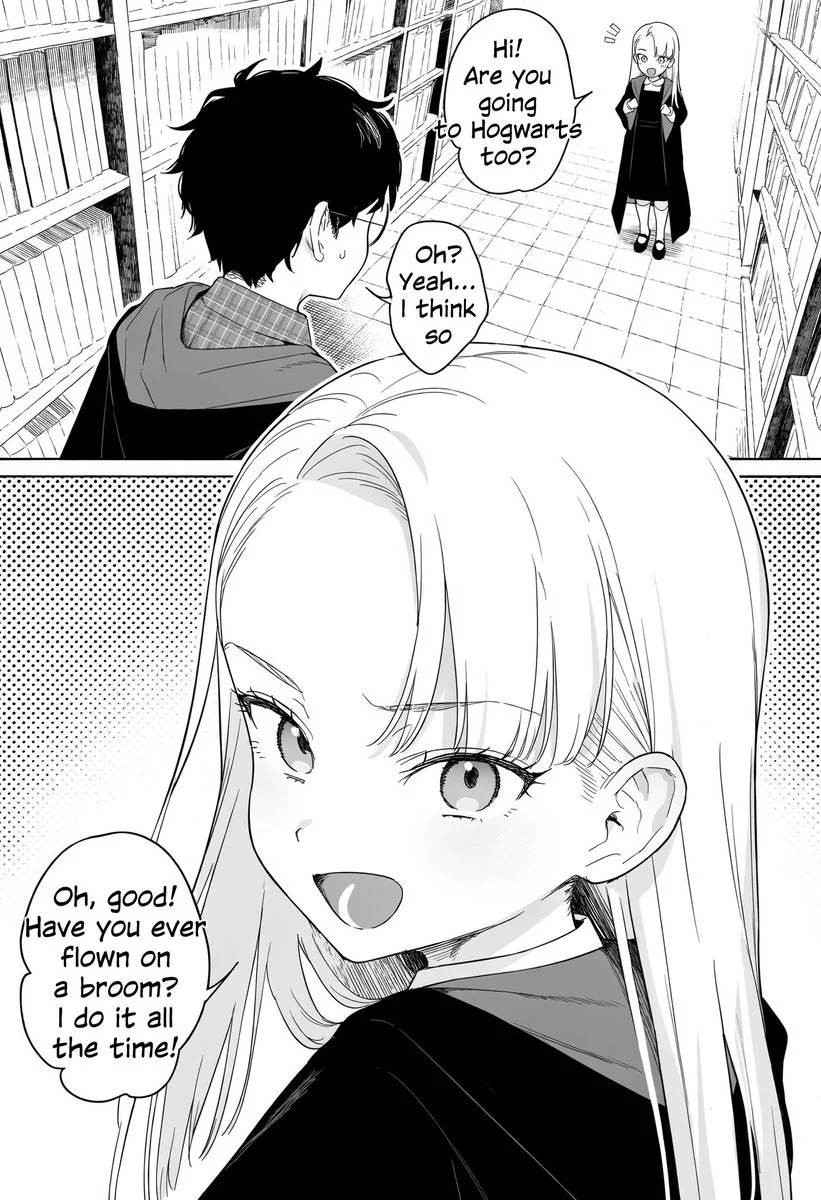 Female Draco starts a conversation about Hogwarts and flying