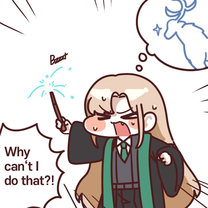 Female Draco failing to summon the stag she imagines