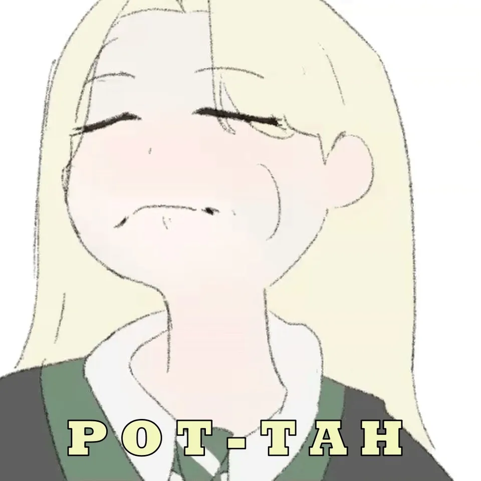Animation still of a blond Malfoid in school uniform about to say Potter